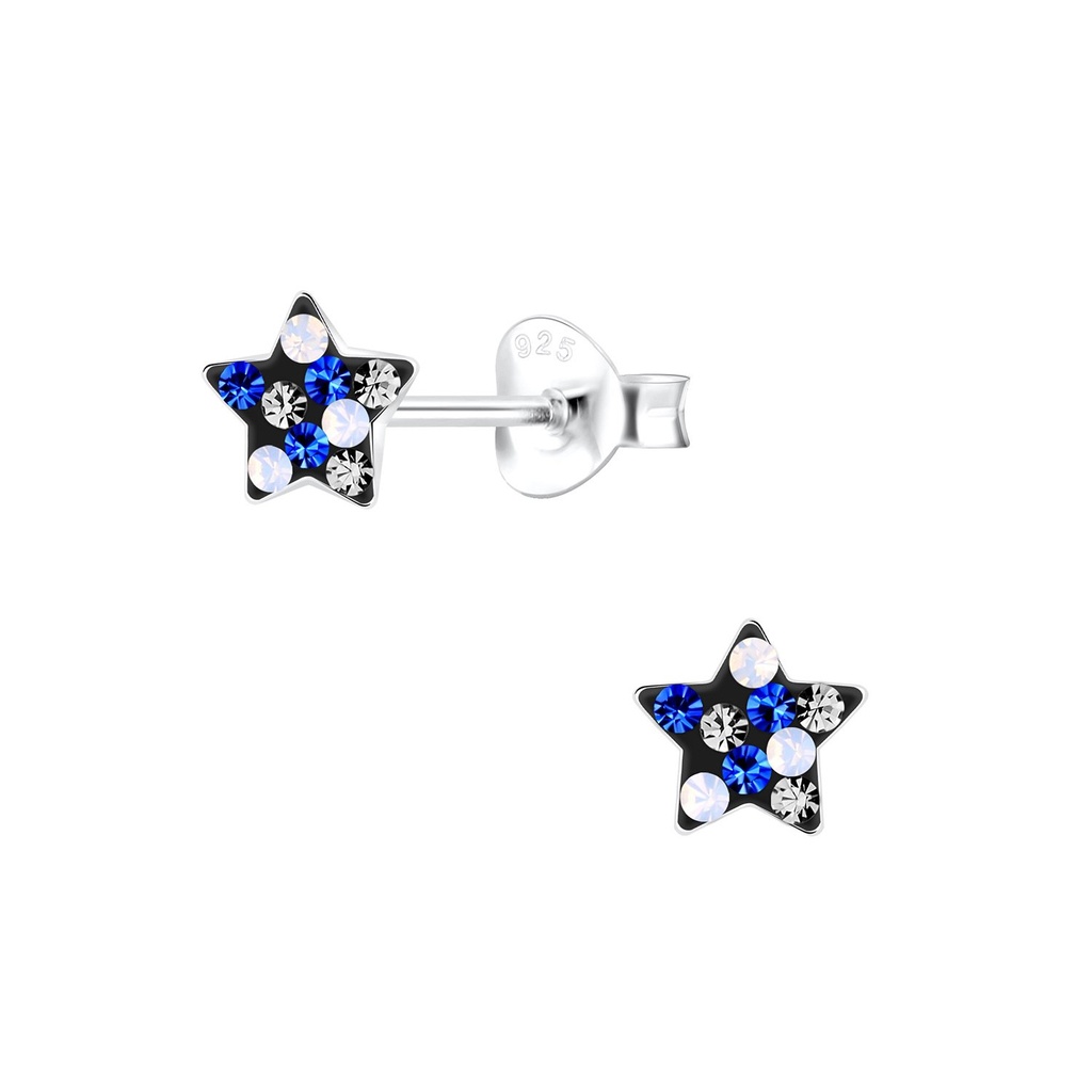 Puces d'oreilles en argent cristal étoile