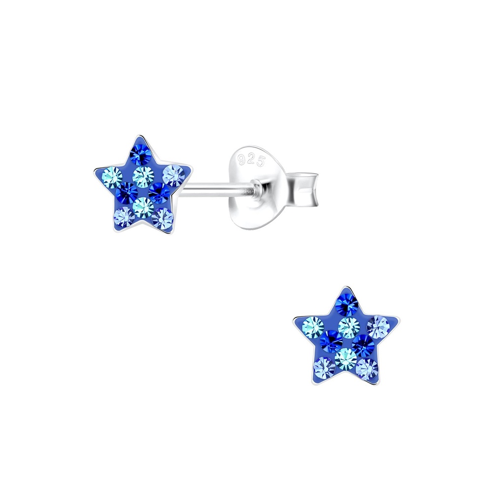 Silver Star Crystal Stud Earrings