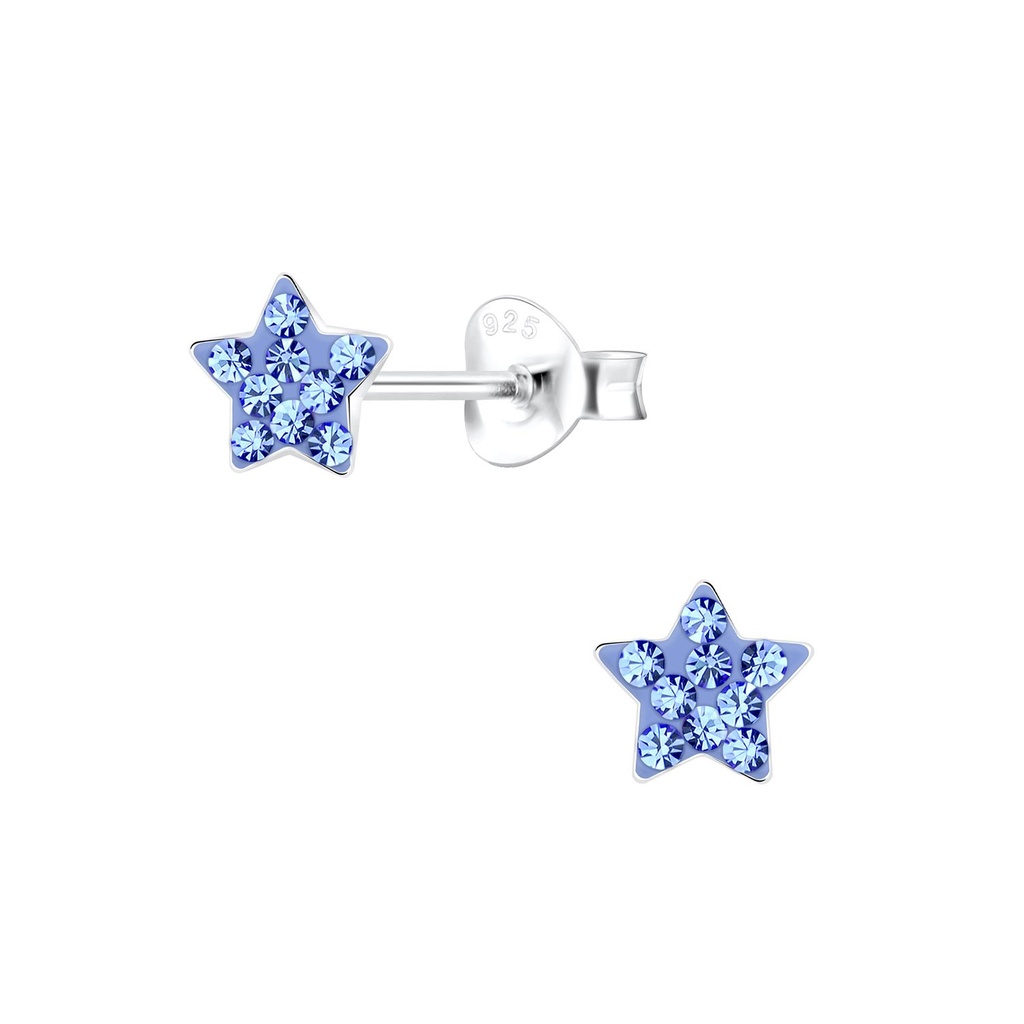 Puces d'oreilles en argent cristal étoile