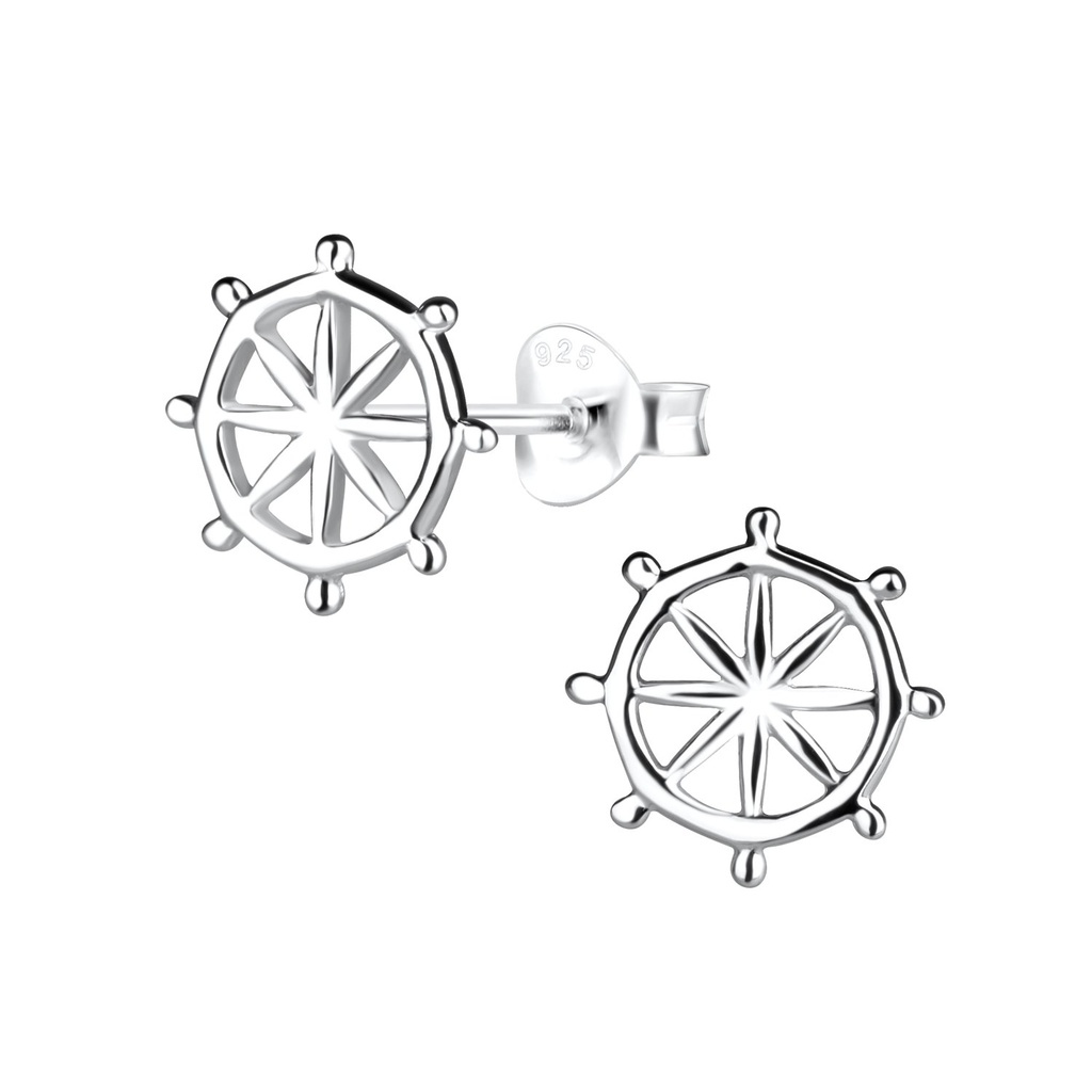 Puces d'oreilles barre de navire en argent