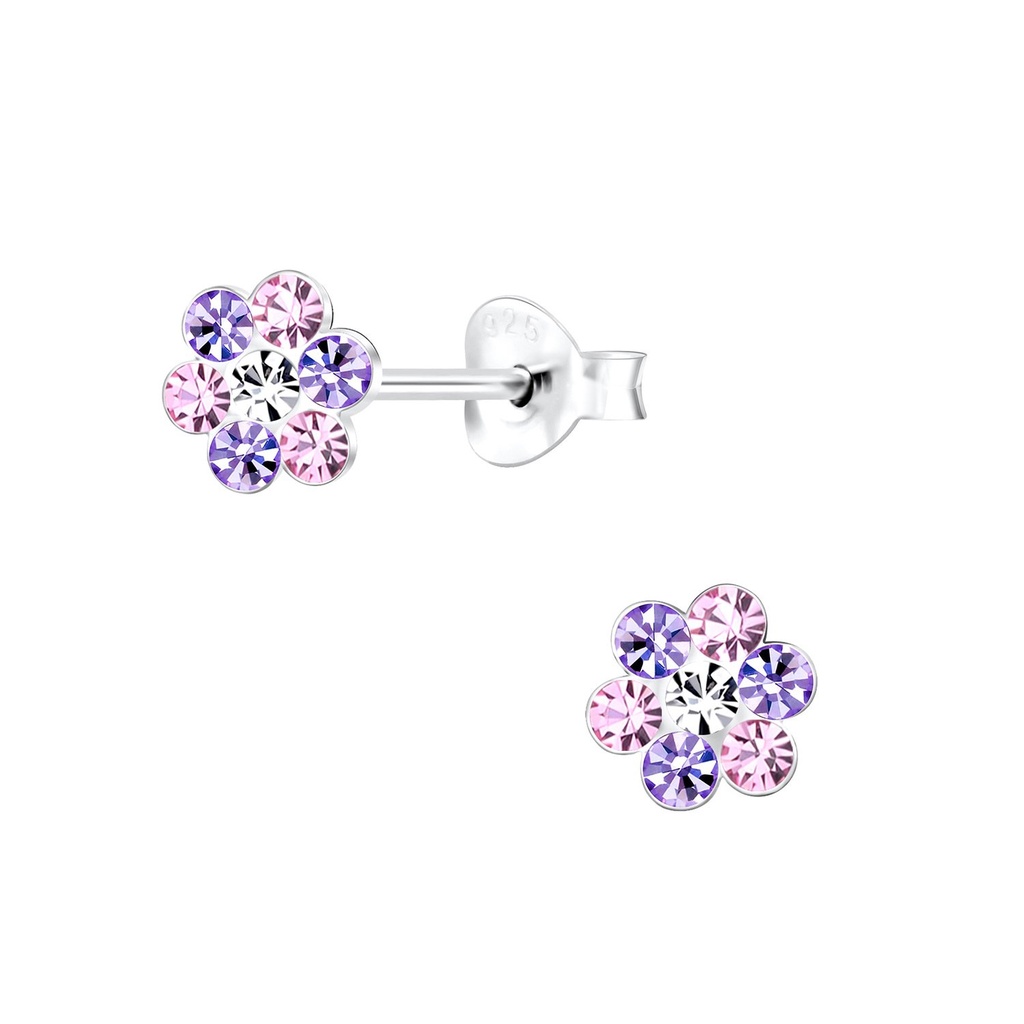 Puces d'oreilles fleur en argent