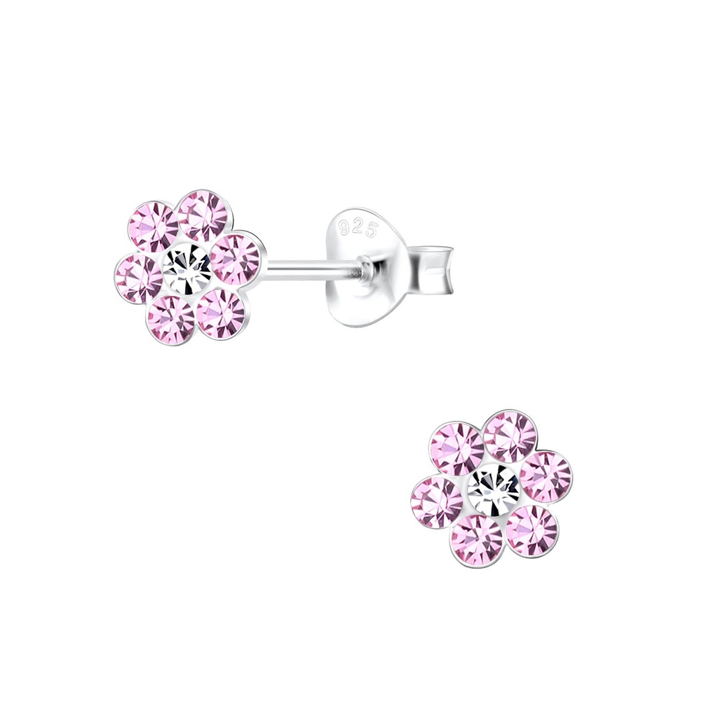 [10014887] Puces d'oreilles fleur en argent