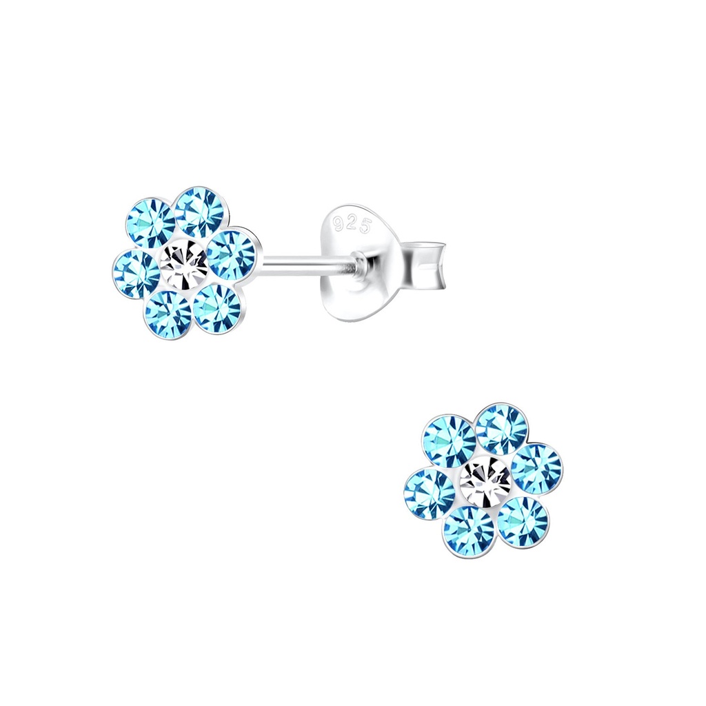 [10014888] Puces d'oreilles fleur en argent