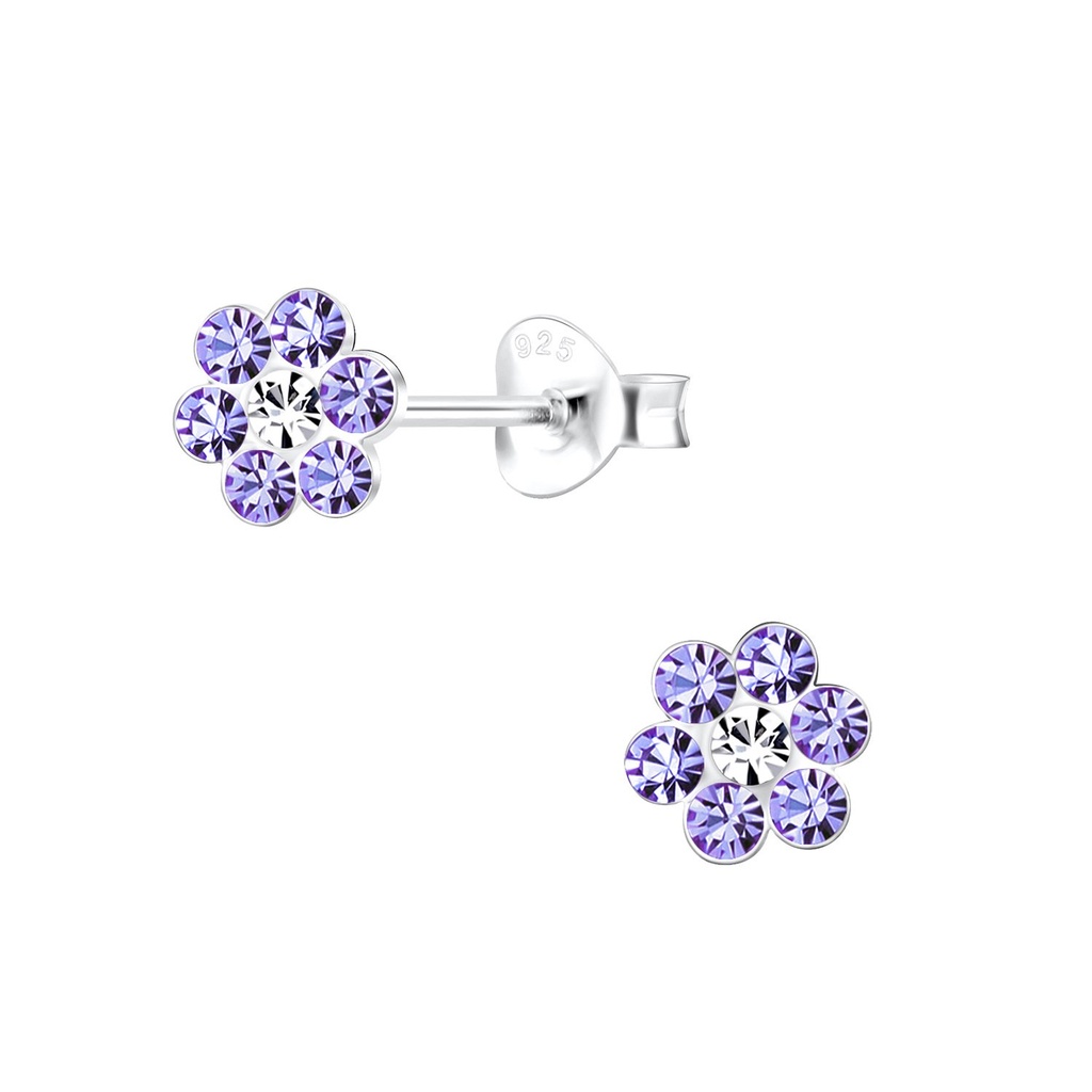 Puces d'oreilles fleur en argent