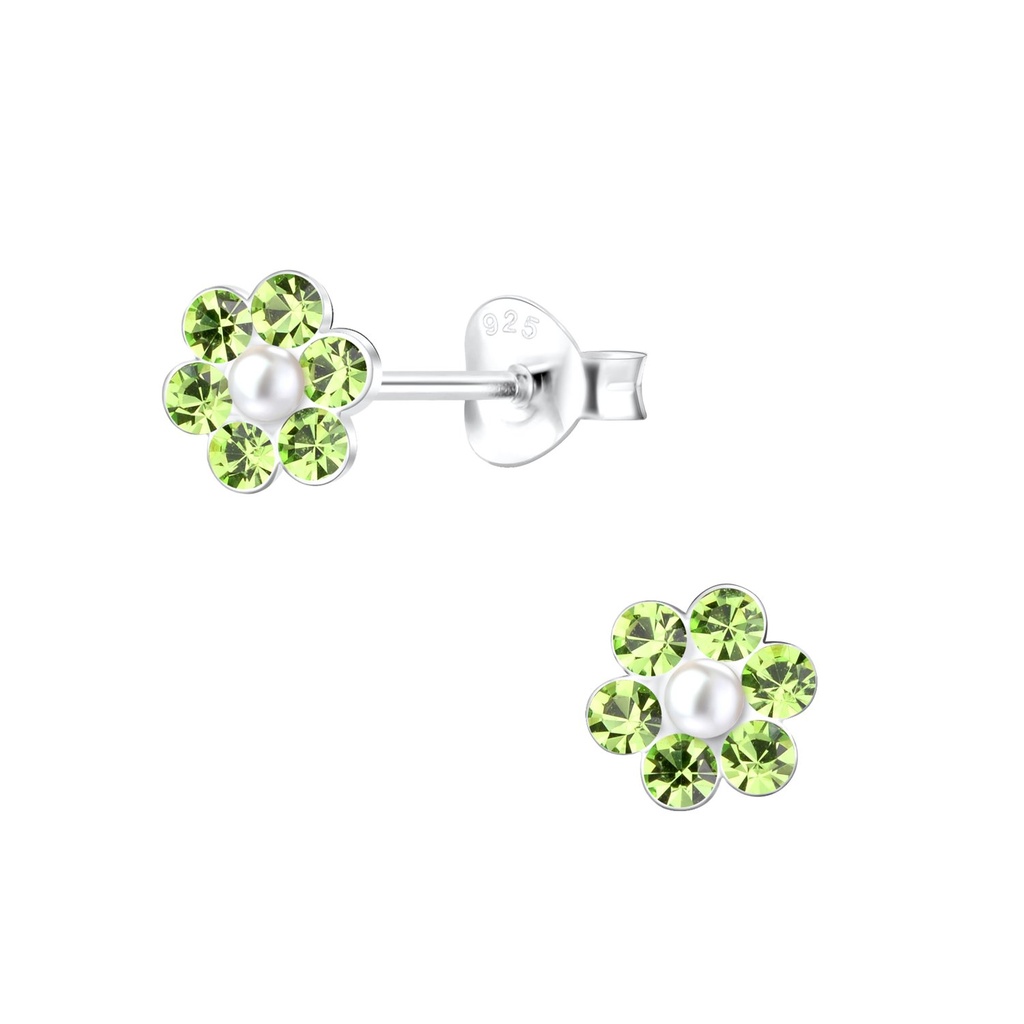 Puces d'oreilles fleur en argent
