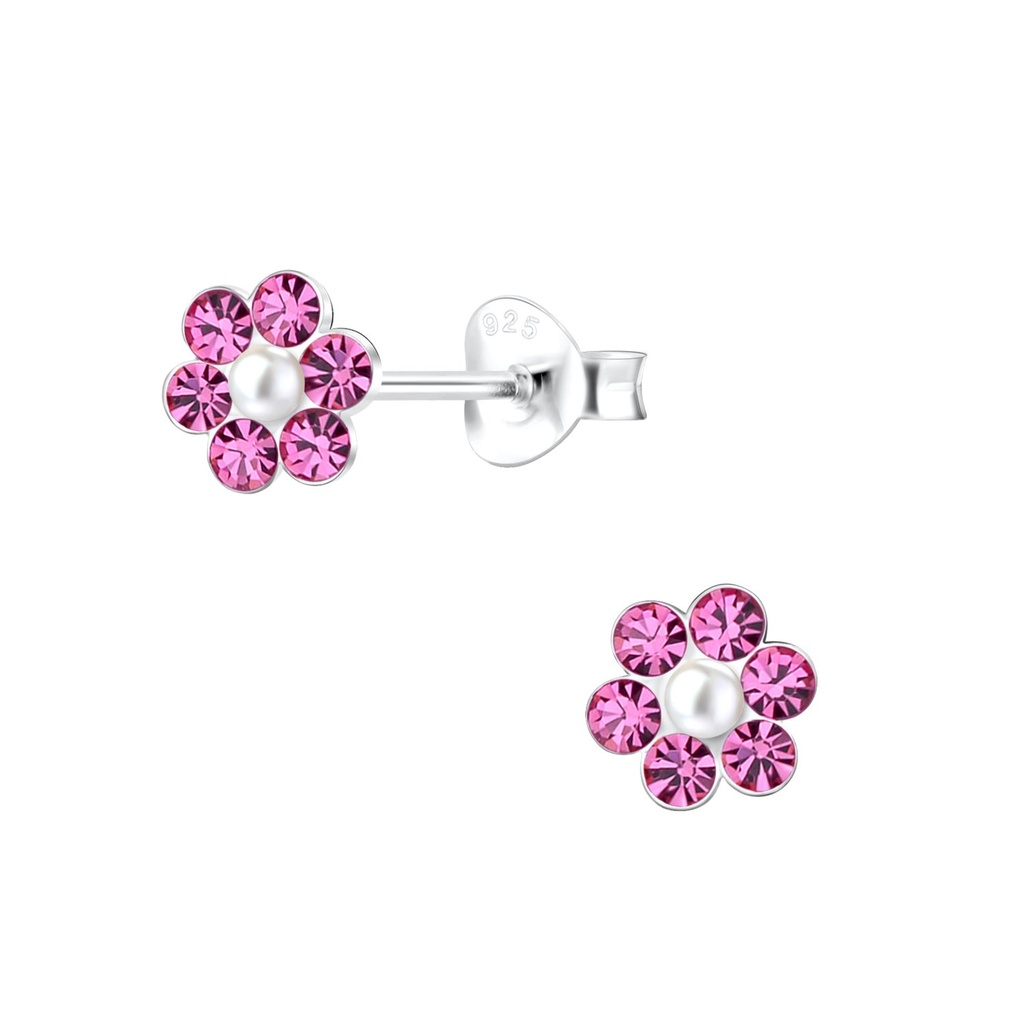 Silver Flower Stud Earrings