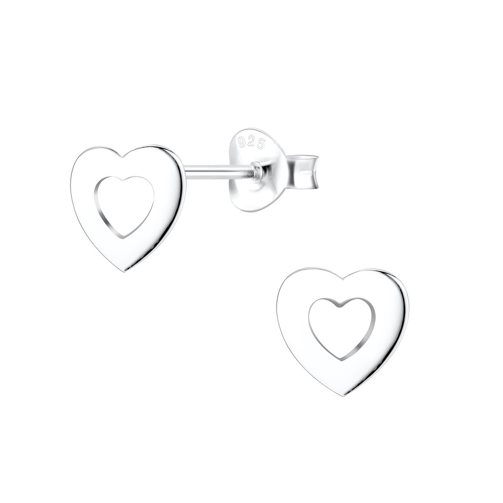 Puces d'oreilles cœur en argent