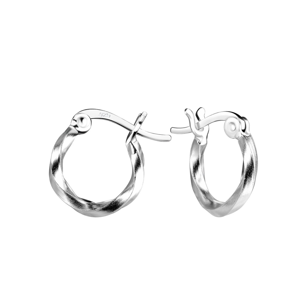 Créoles fermoir français torsadées en argent 12 mm