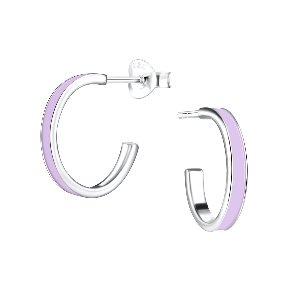 [10021899] Silver Half Hoop Stud Earrings
