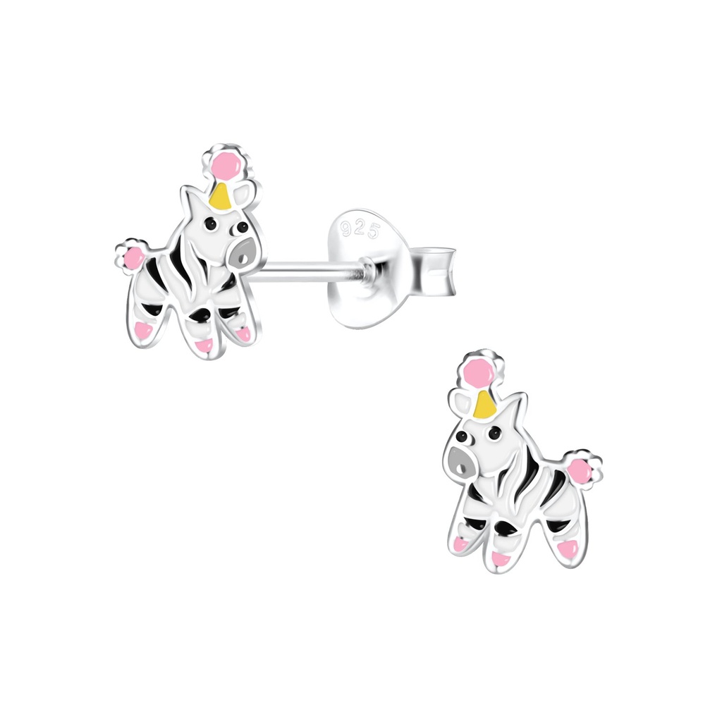 Puces d'oreilles zèbre en argent