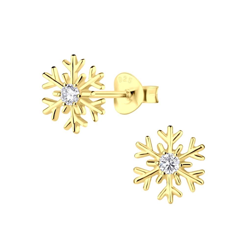 Puces d'oreilles flocon de neige en argent