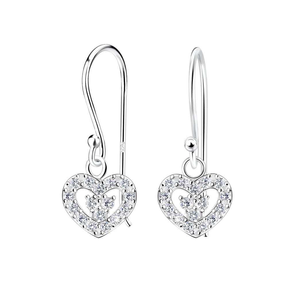 Boucles d'oreilles cœur en argent