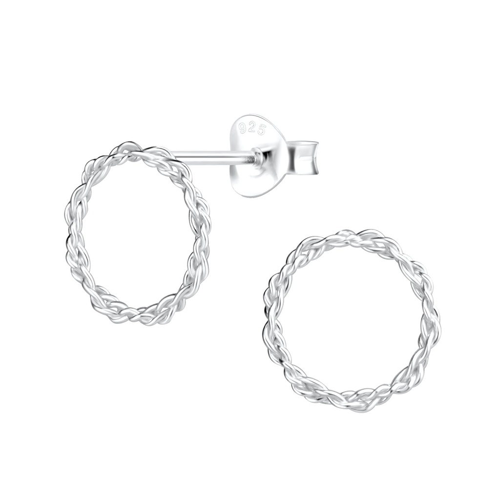 Puces d'oreilles torsadées en argent