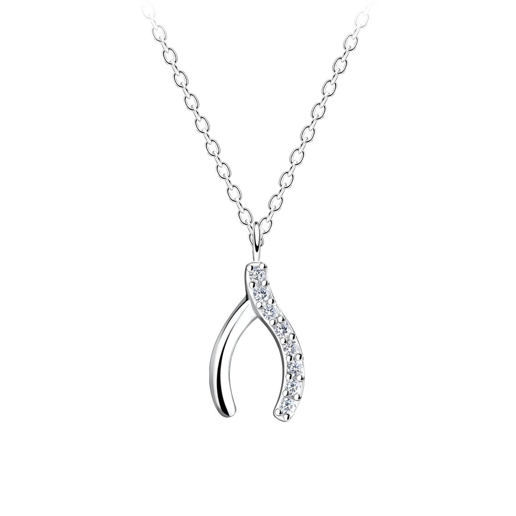 [10021769] Silver Wishbone Necklace
