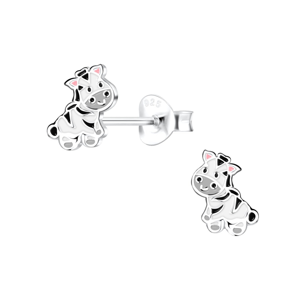 Puces d'oreilles zèbre en argent