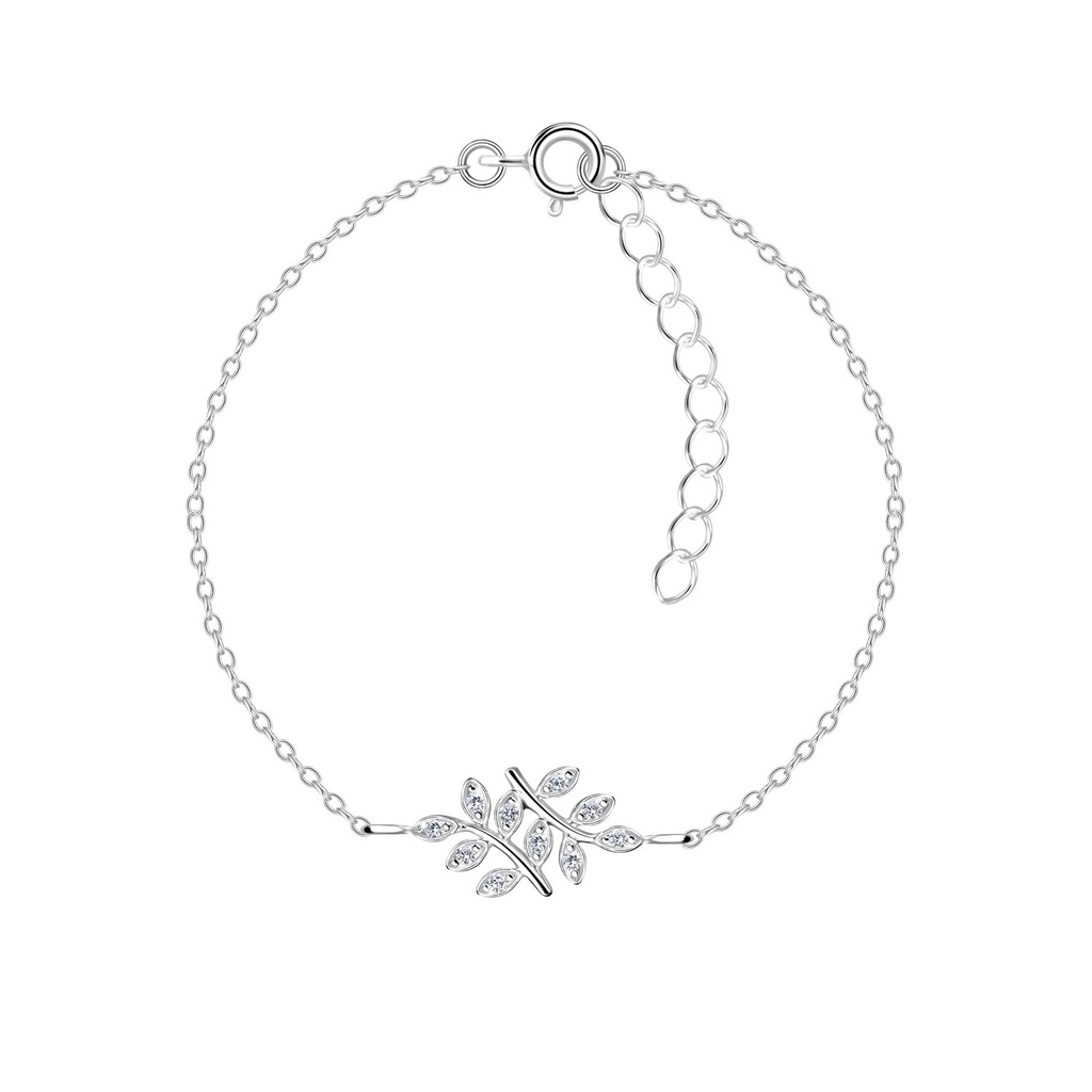 Bracelet feuille olive en argent