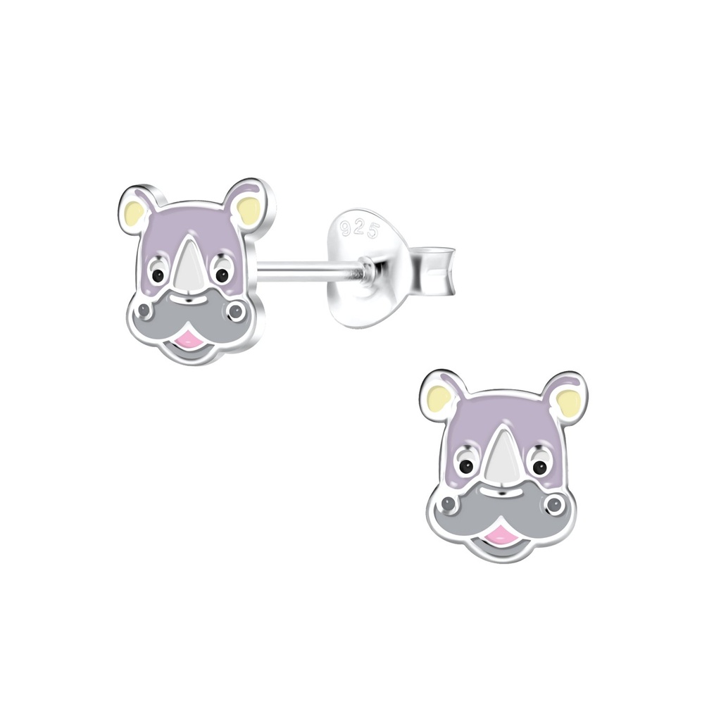 Puces d'oreilles rhinocéros en argent