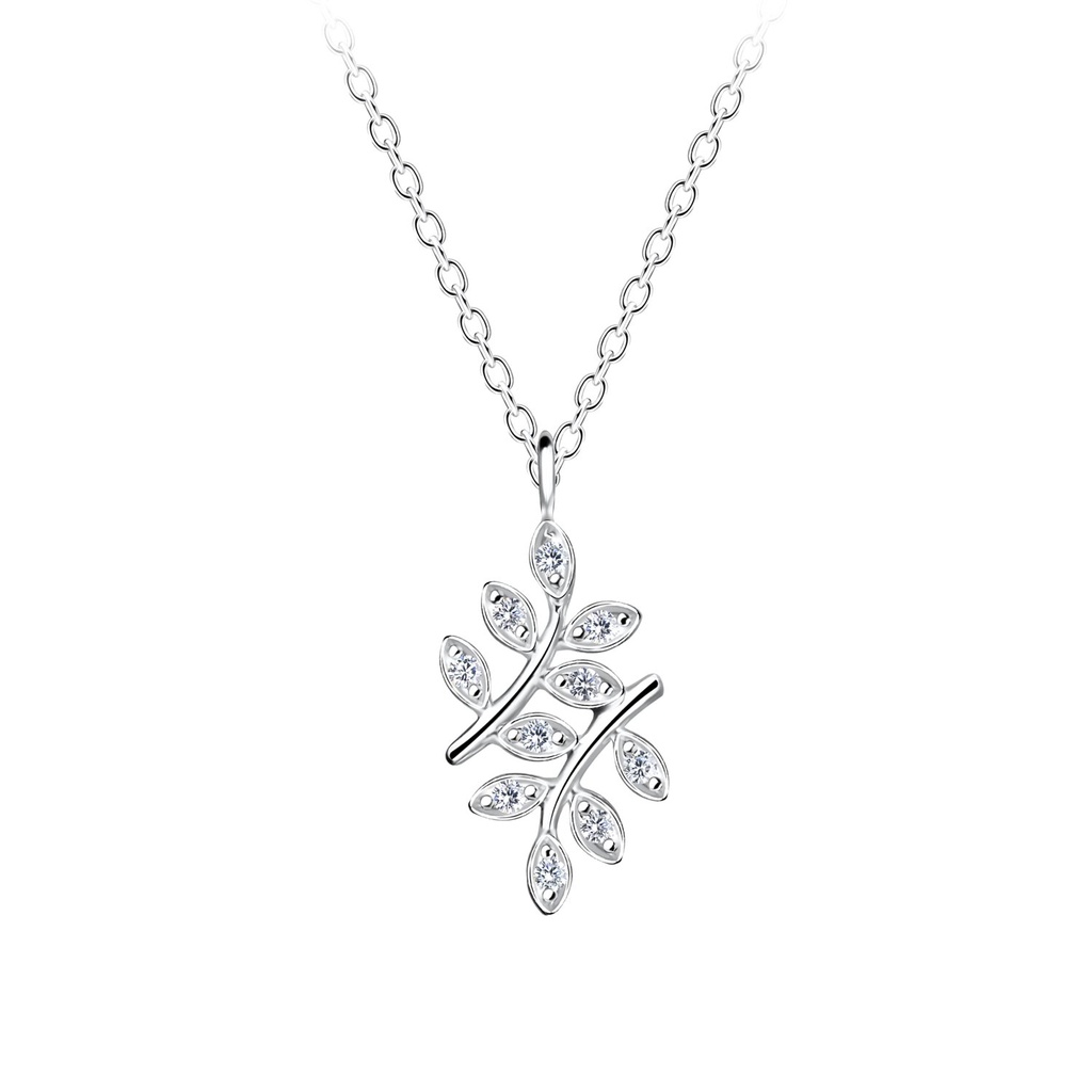[10020953] Silver Olive Leaf Necklace