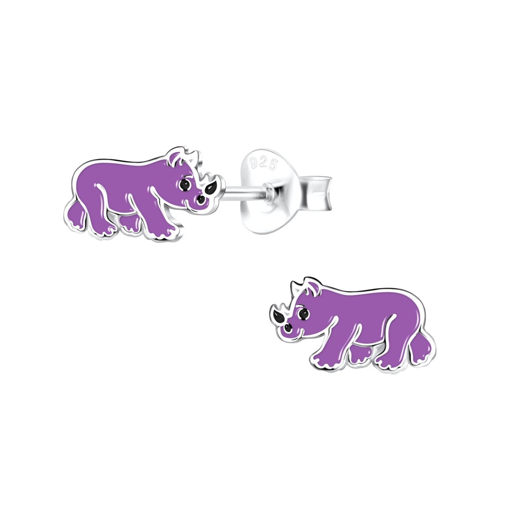 Silver Rhinoceros Stud Earrings