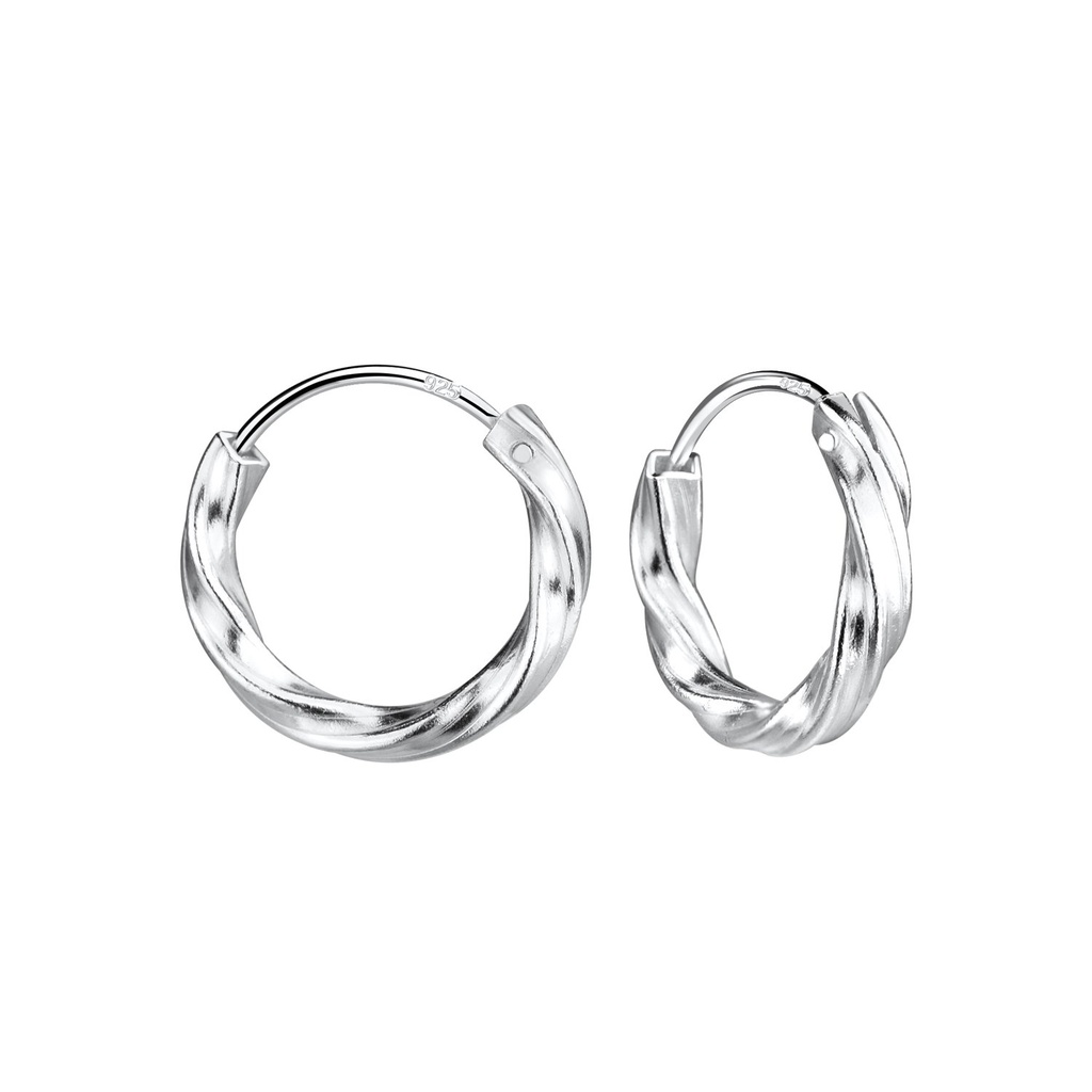 [10021809] 13mm Silver Twist Hoop Earrings