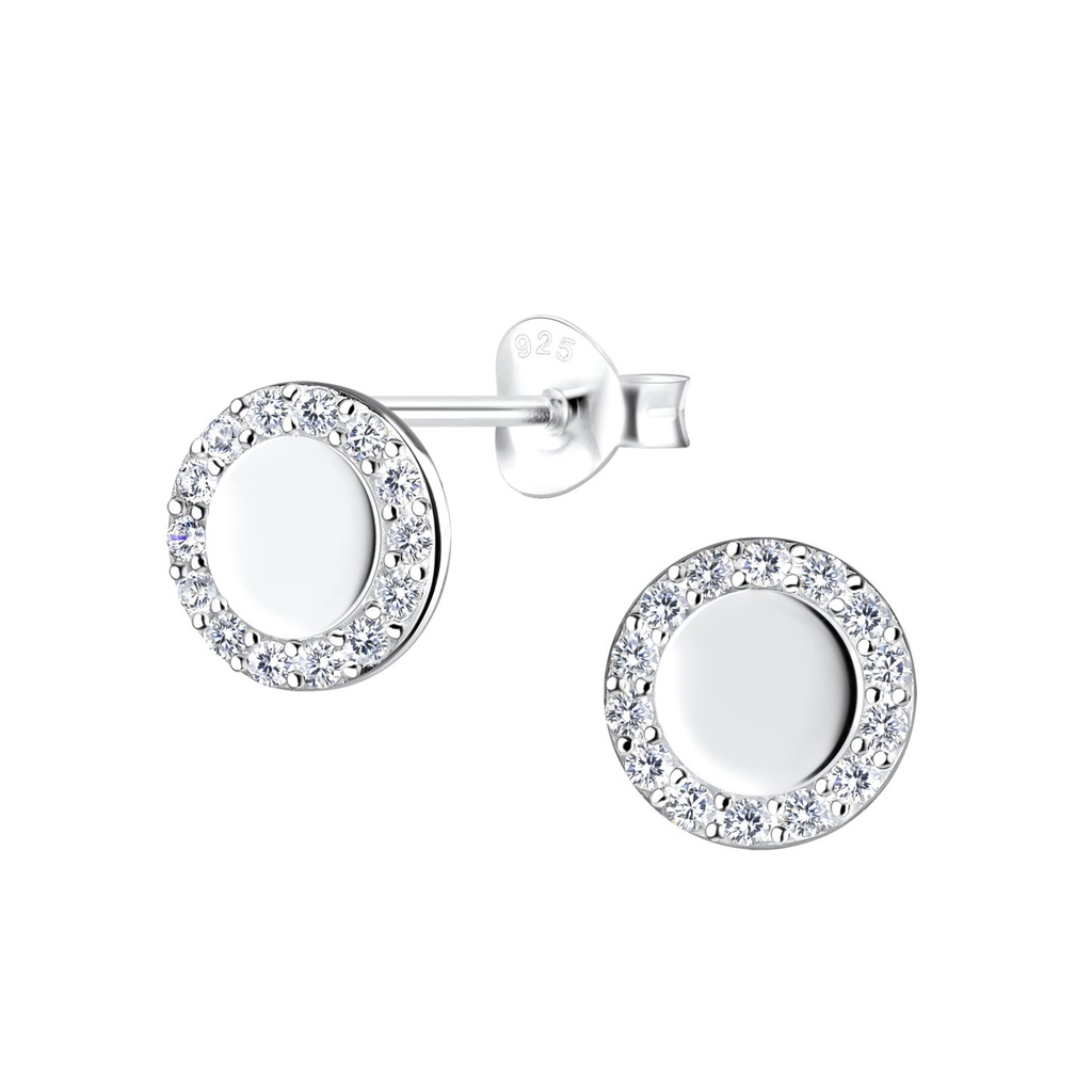 Silver Round Stud Earrings