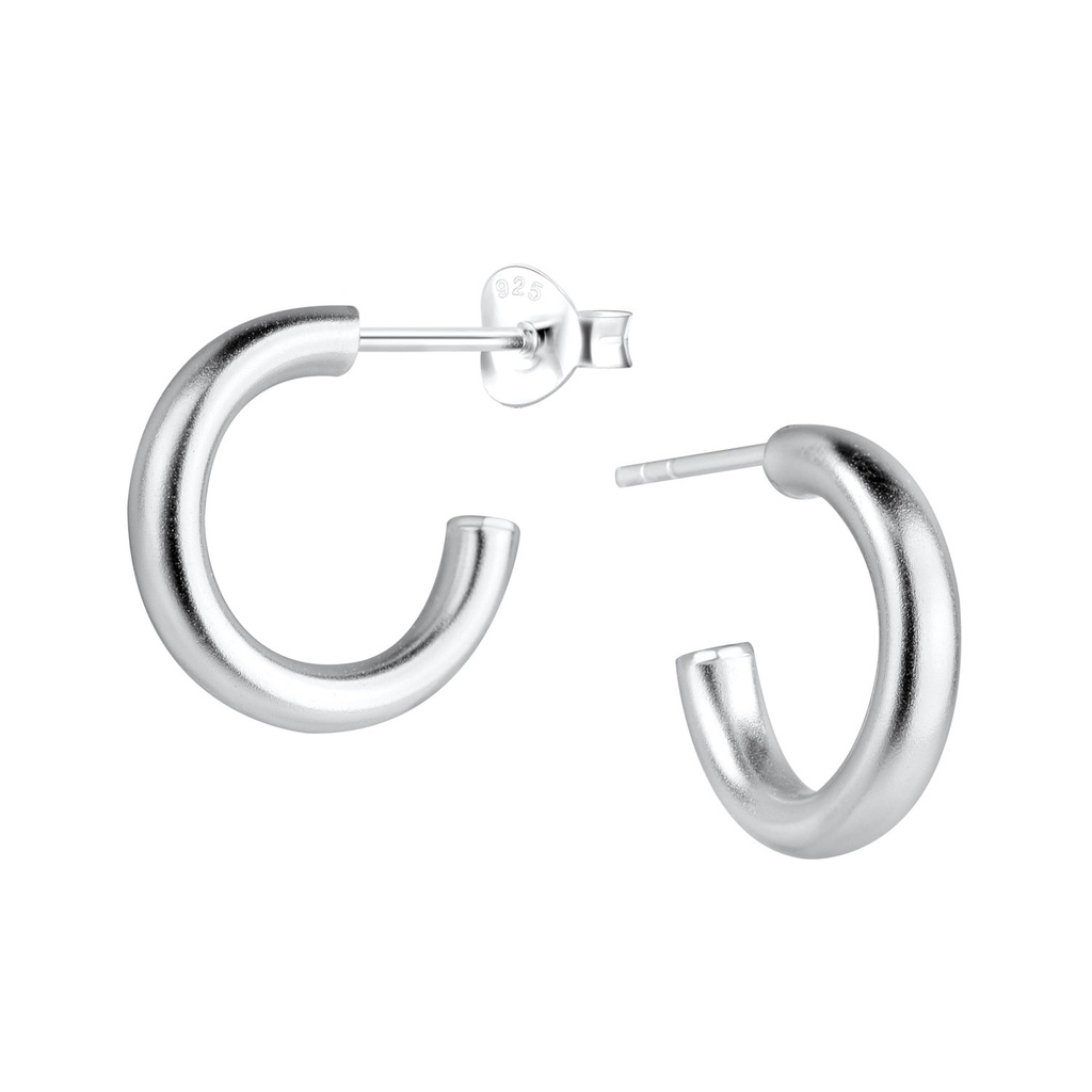 [10021726] Silver Half Hoop Stud Earrings