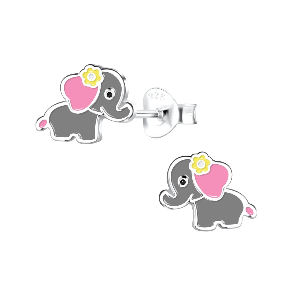 Silver Elephant Stud Earrings