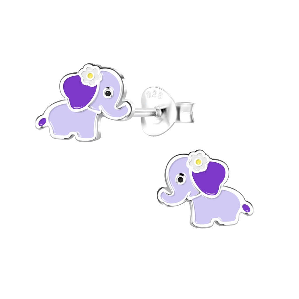 Puces d'oreilles éléphant en argent