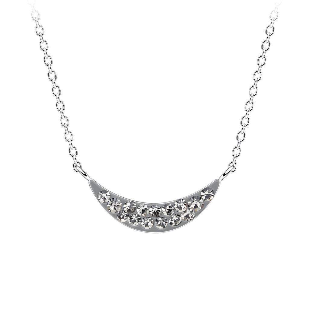 Silver Curved Crystal Necklace