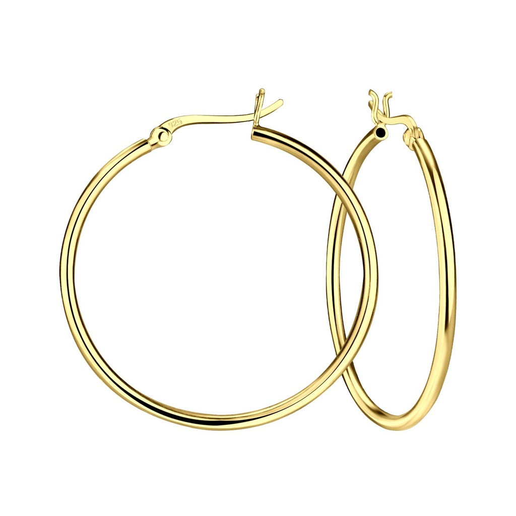 40mm Silver French Lock Hoop Earrings