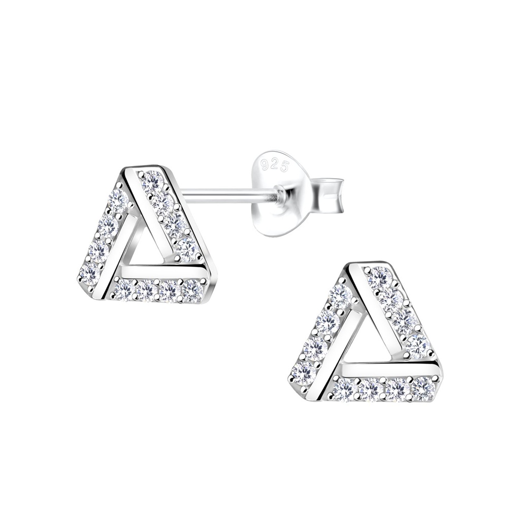 Silver Triangle Stud Earrings