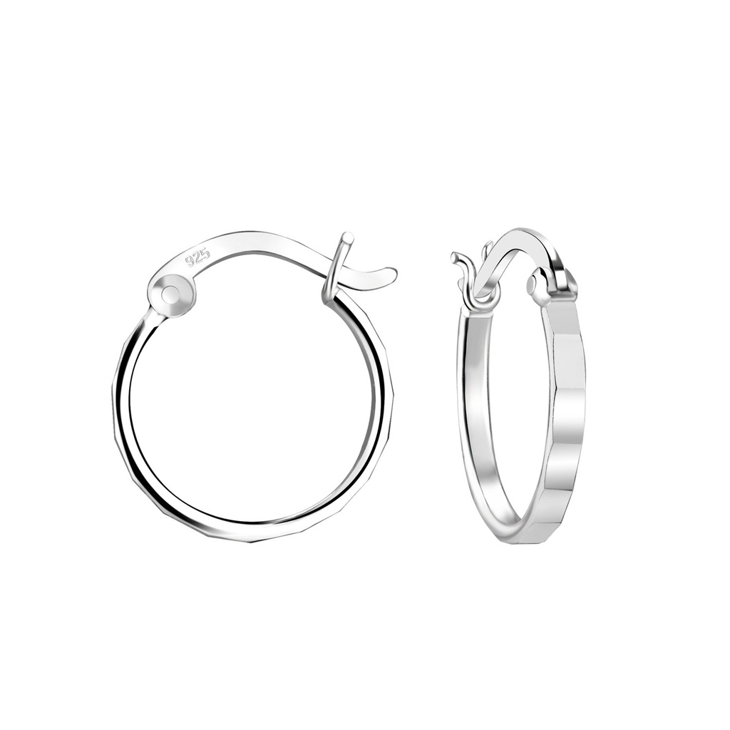 14mm Silver French Lock Hoop Earrings