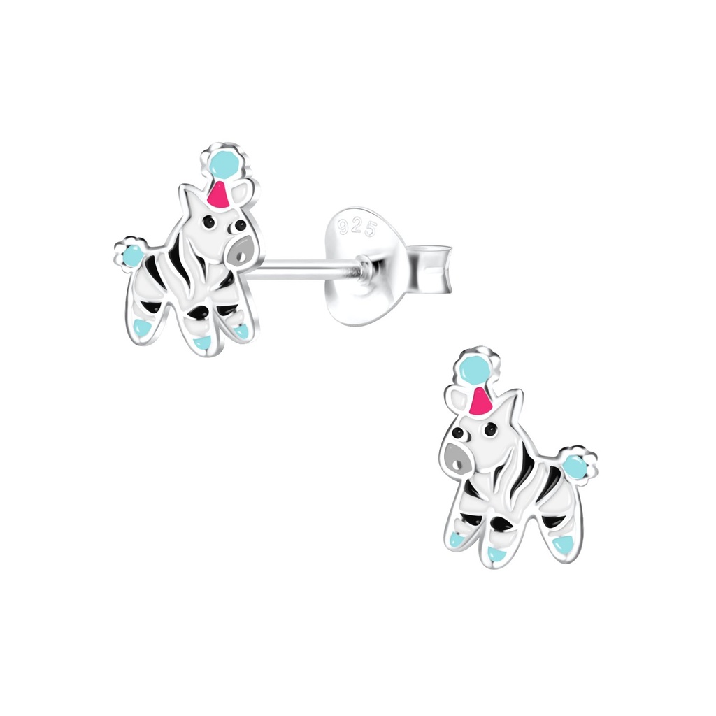 Puces d'oreilles zèbre en argent