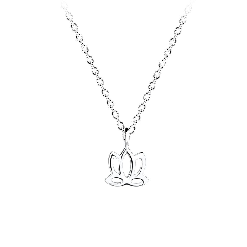 [10020805] Silver Lotus Flower Necklace