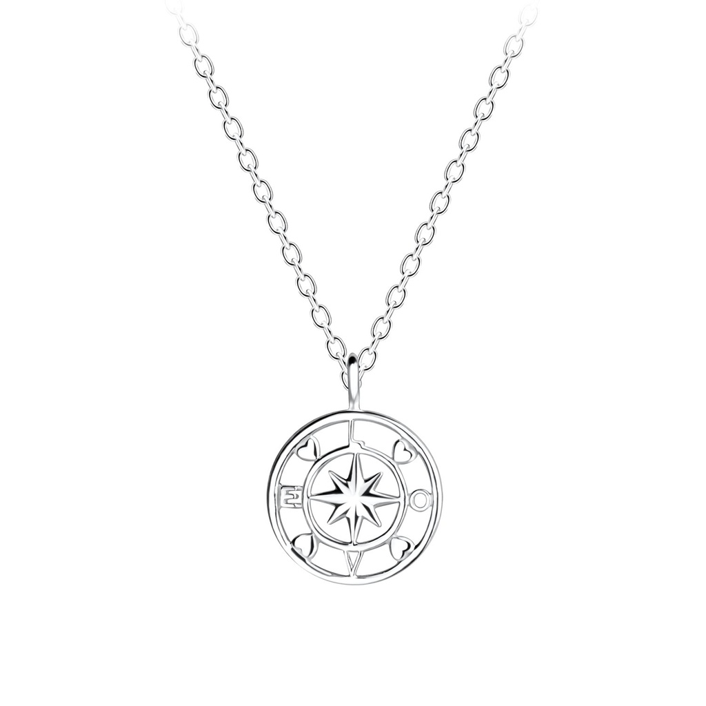 Collier boussole amour en argent