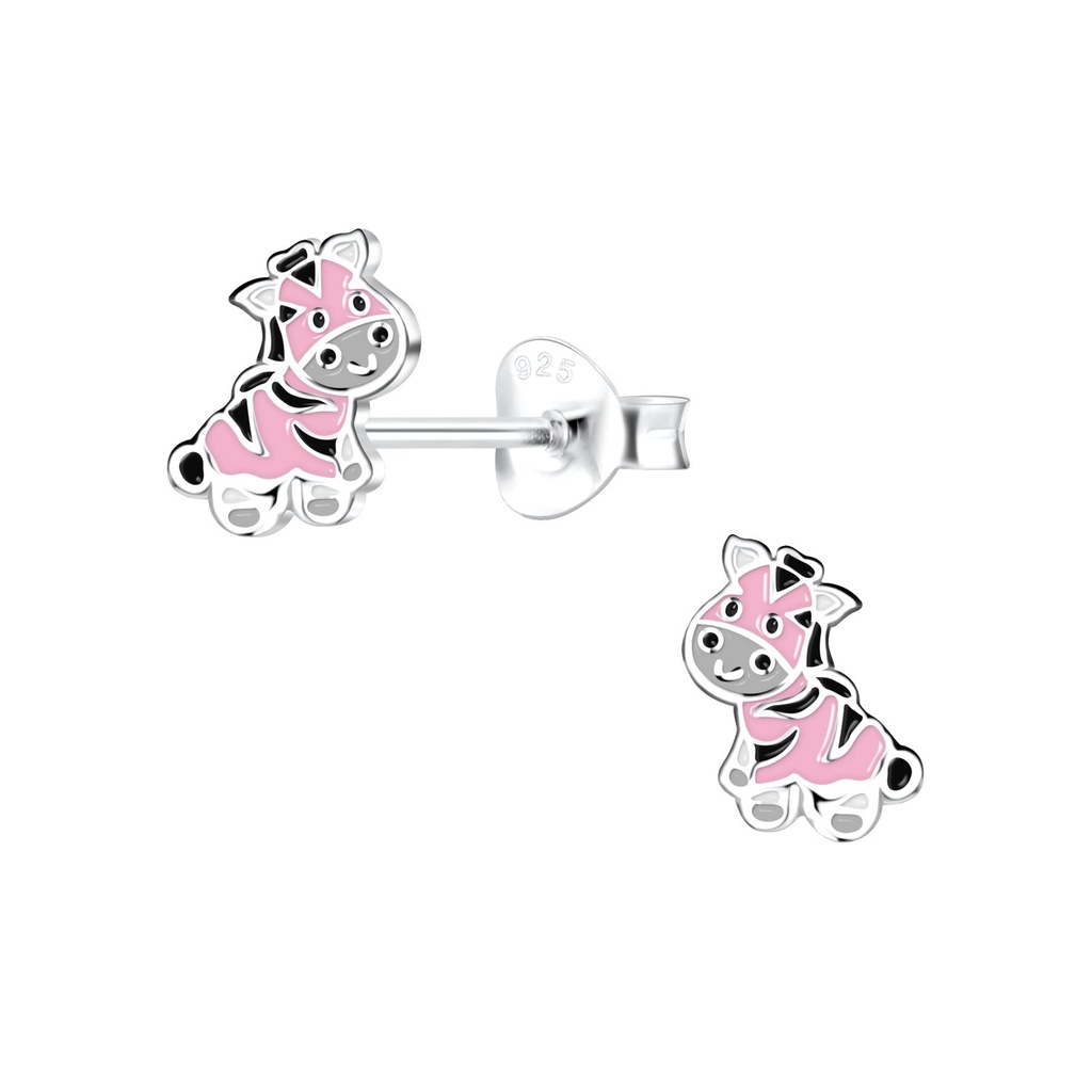 Puces d'oreilles zèbre en argent