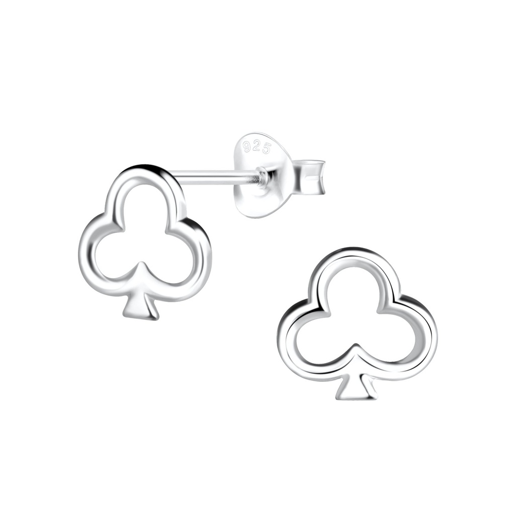 Silver Clubs Stud Earrings