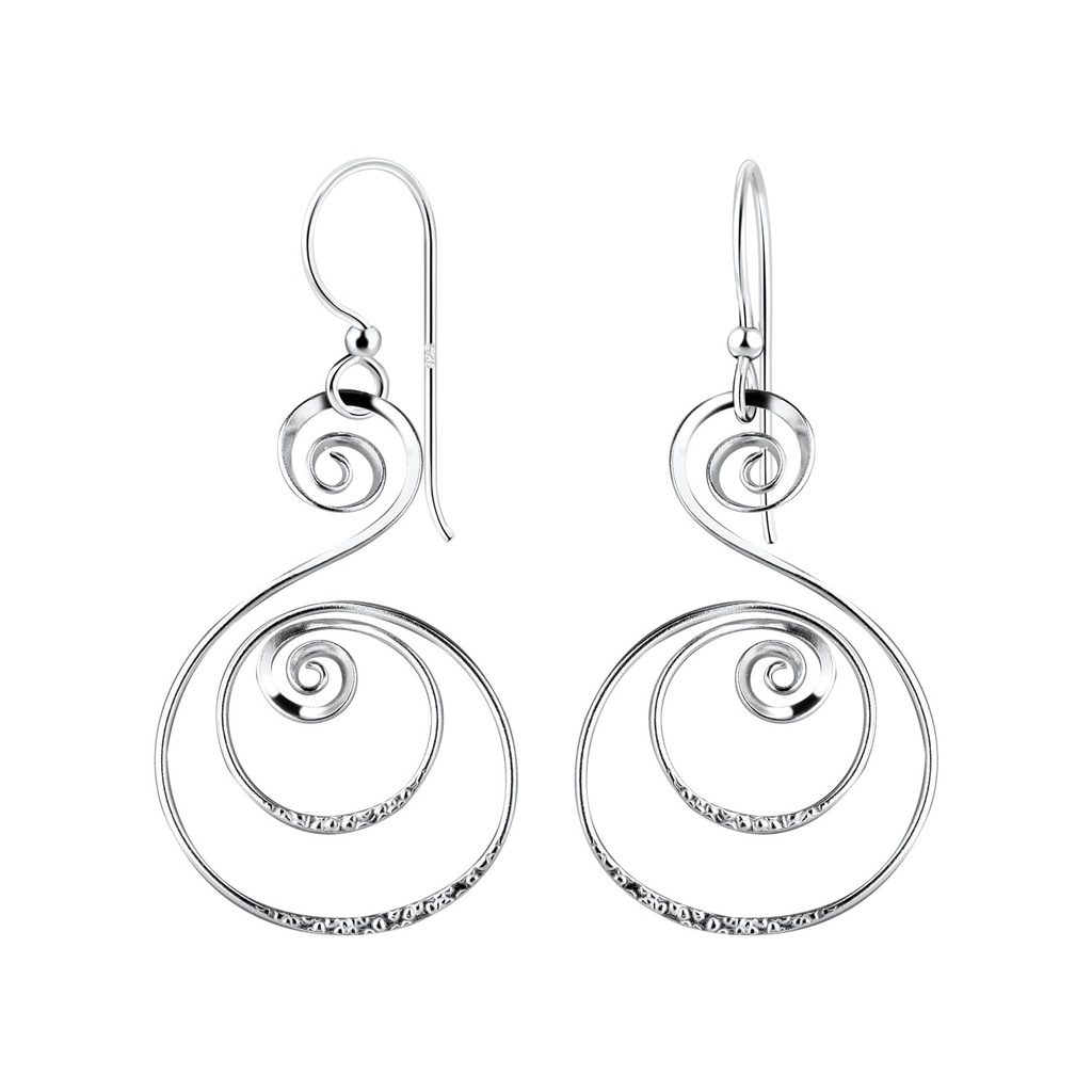 [10011490] Silver Spiral Earrings