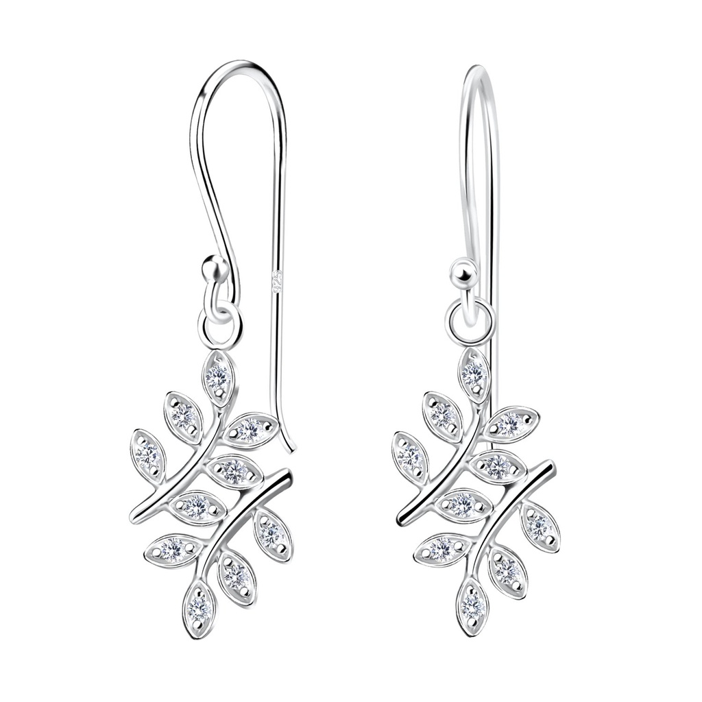 [10020606] Silver Olive Leaf Earrings