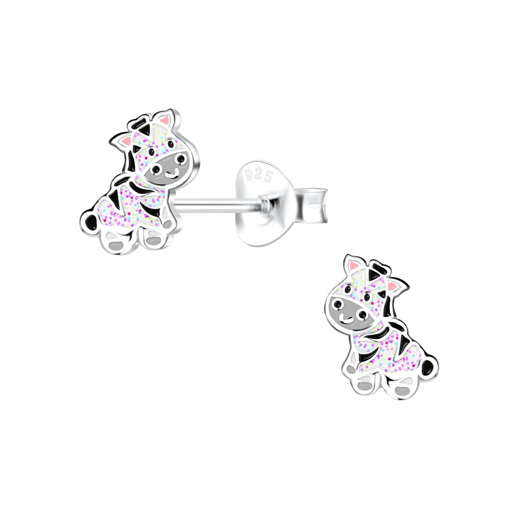 Puces d'oreilles zèbre en argent