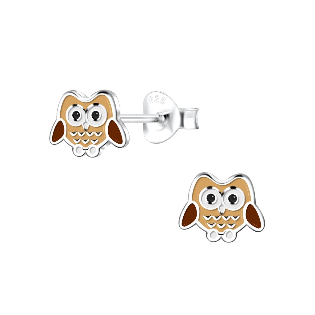 Puces d'oreilles hibou en argent