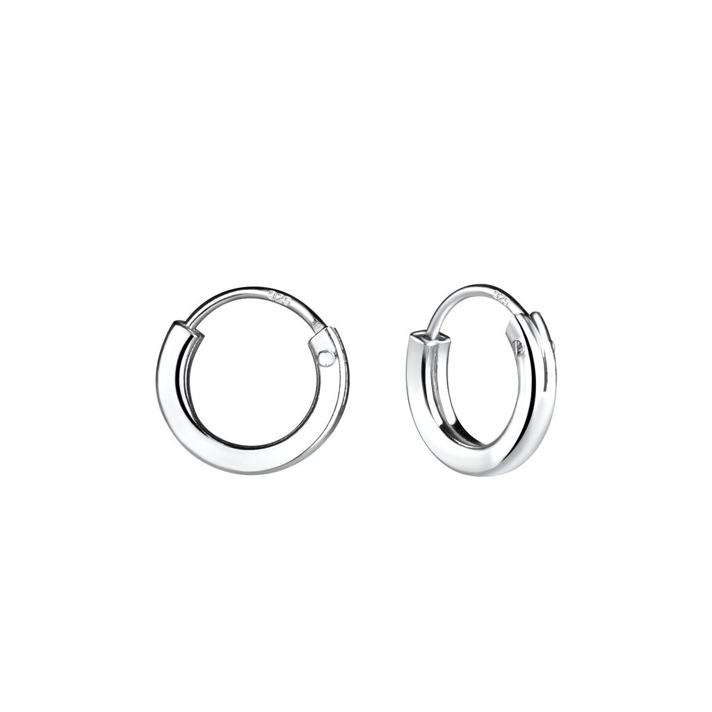 [10010734] 10mm Silver Square Tube Hoop Earrings