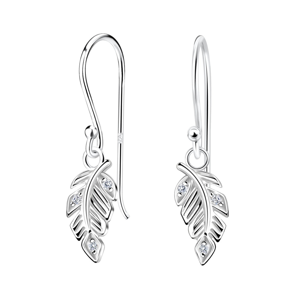 Boucles d'oreilles feuille en argent