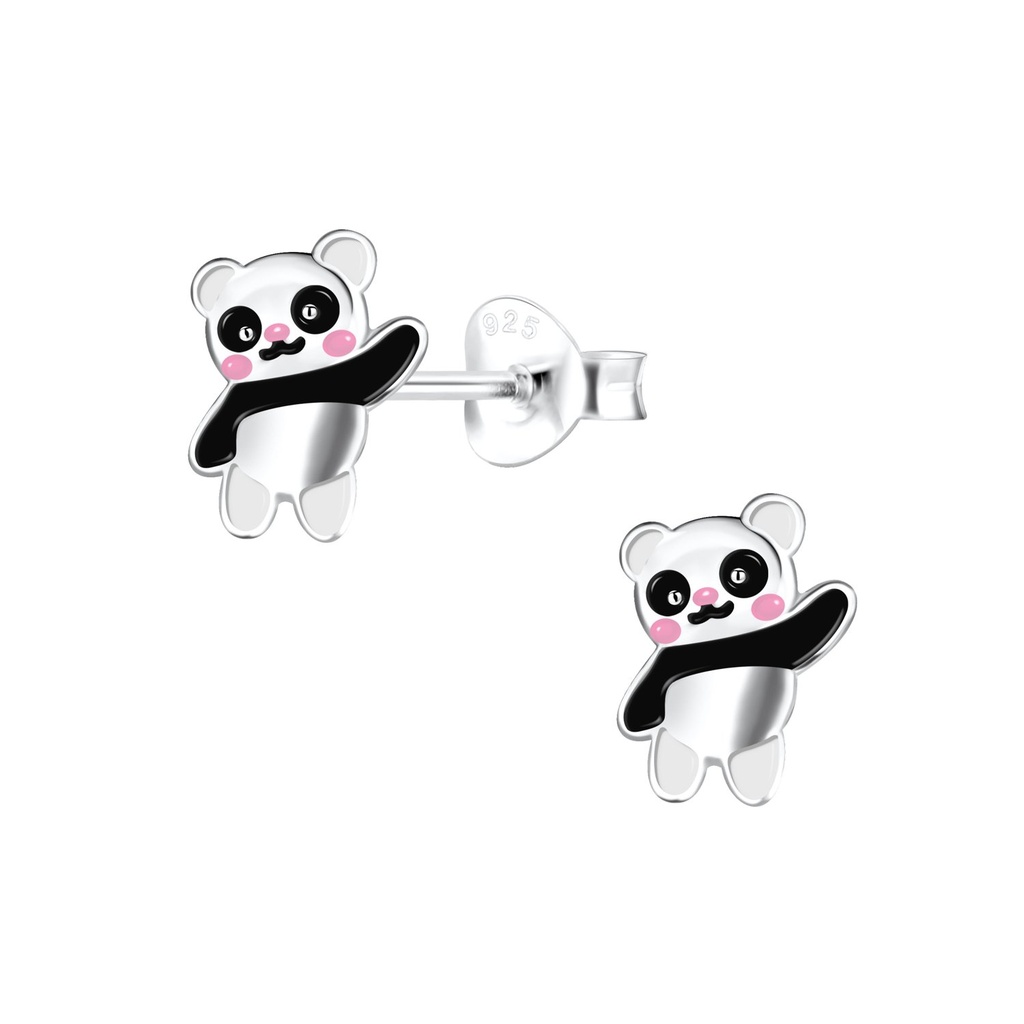 Silver Panda Stud Earrings