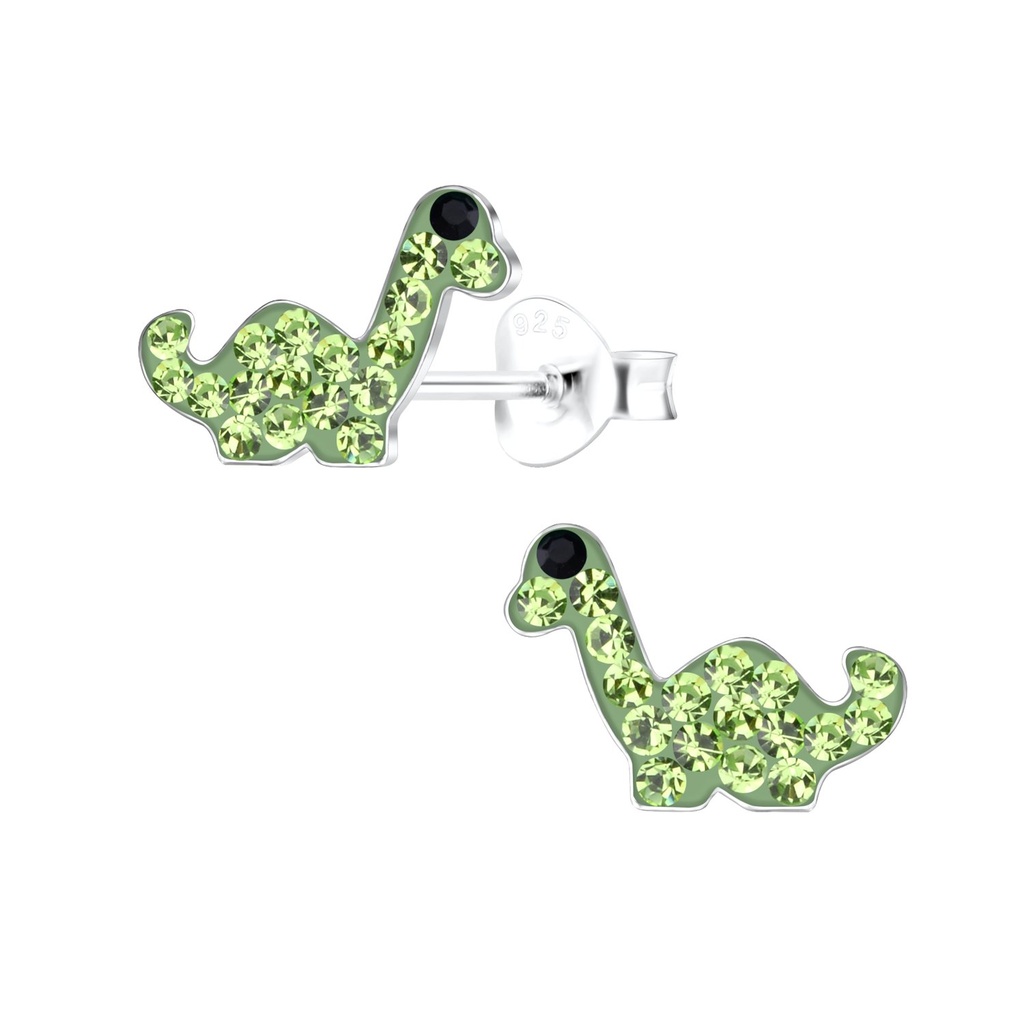 Silver Brachiosaurus Dinosaur Stud Earrings
