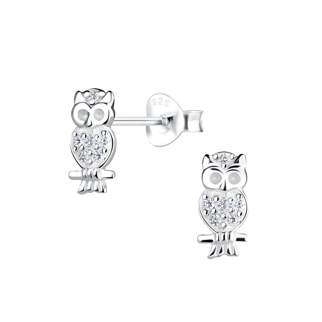 Puces d'oreilles hibou en argent