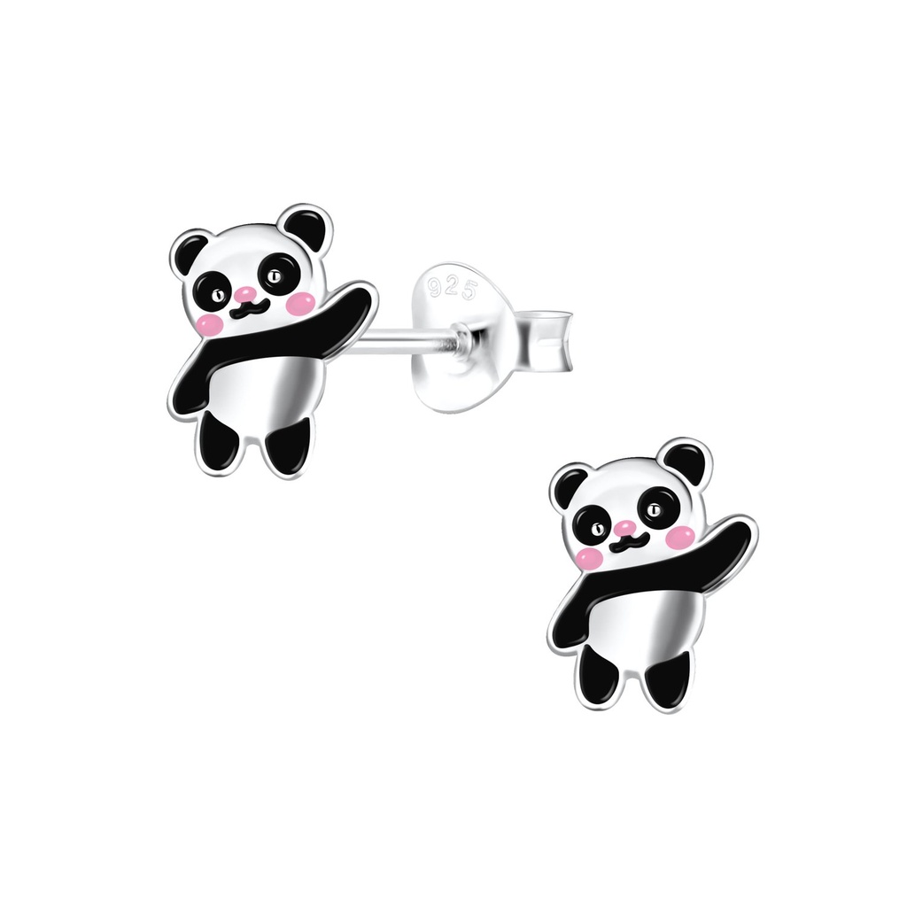 Silver Panda Stud Earrings