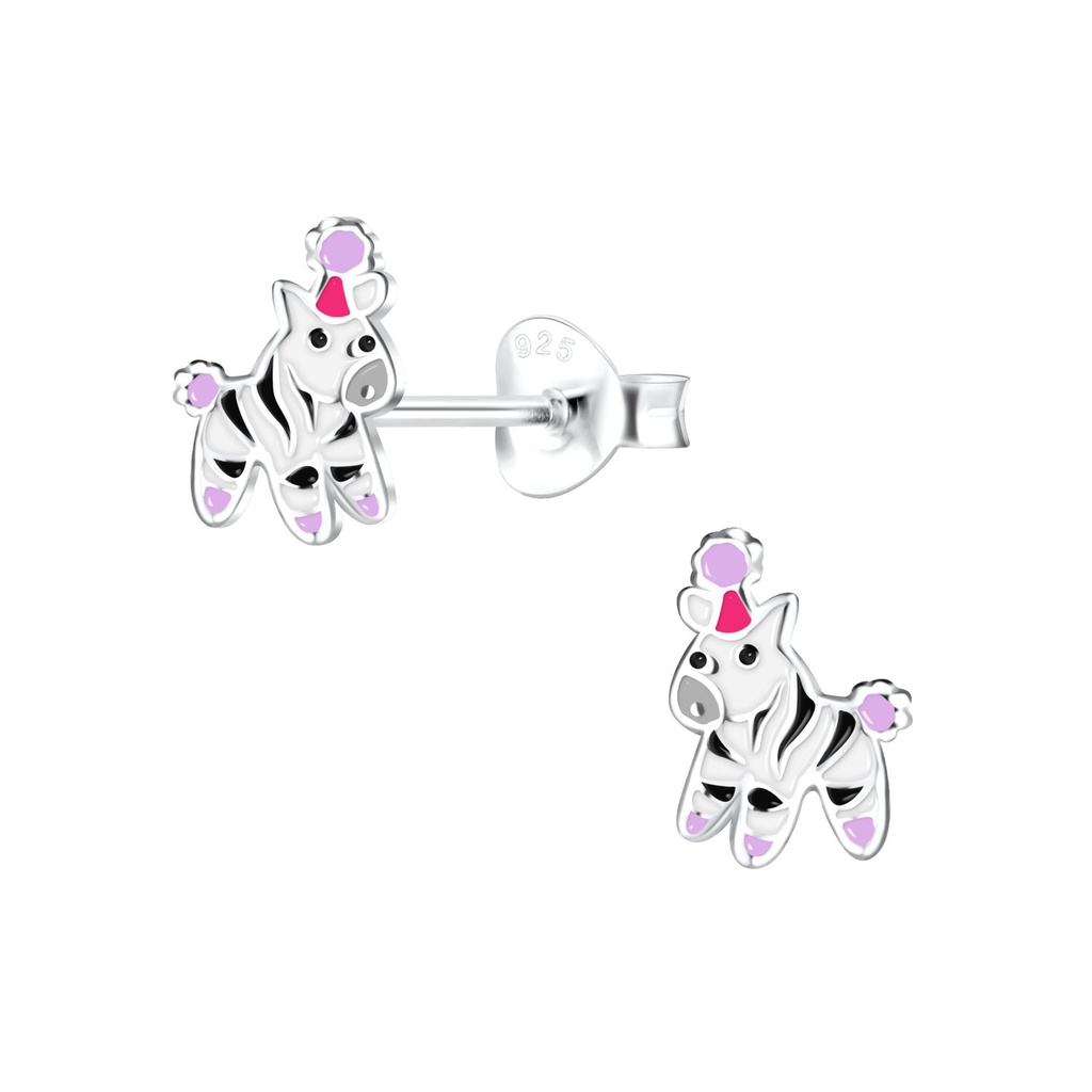 Silver Zebra Stud Earrings