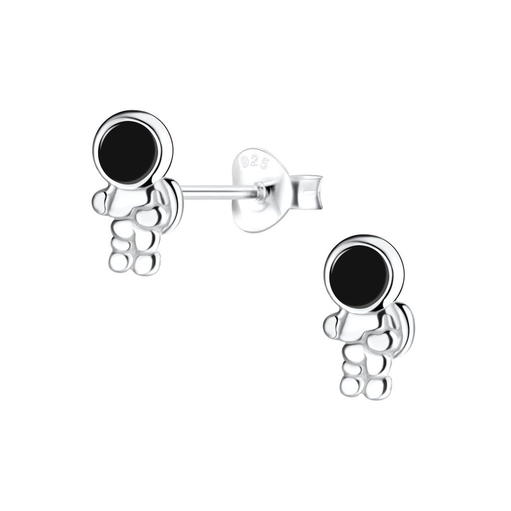 Silver Astronaut Stud Earrings