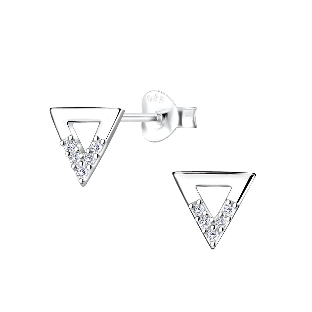 Silver Triangle Stud Earrings